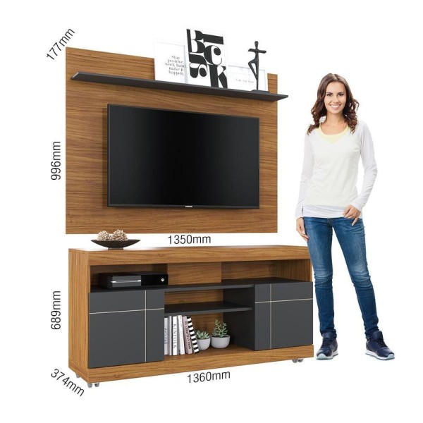 Encontraproduto.com.br - Rack com Painel para TV até 47 Polegadas 2 Portas Yara Maia Colibri