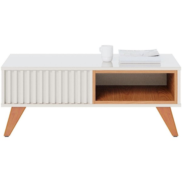 Encontraproduto.com.br - Mesa De Centro Retangular 1 Nicho Jeri Off White Freijó Off White Freijó