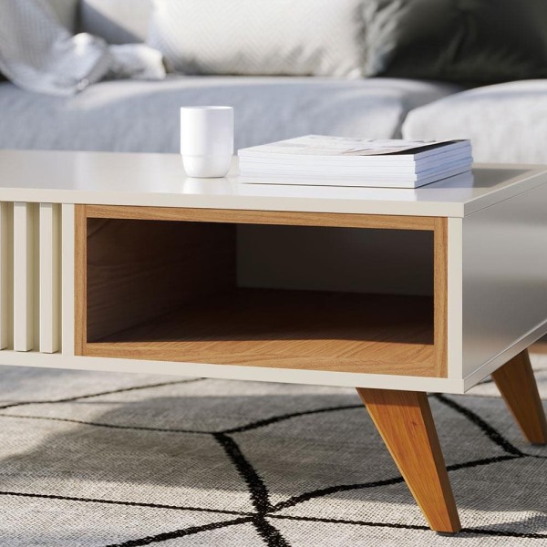 Encontraproduto.com.br - Mesa De Centro Retangular 1 Nicho Jeri Off White Freijó Off White Freijó