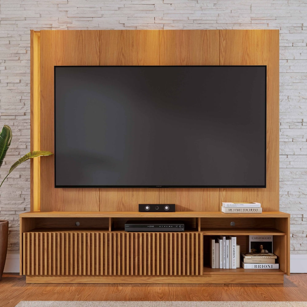 Estante Home Ripada para TV até 75 Polegadas com LED 2 Portas Jordão Colibri