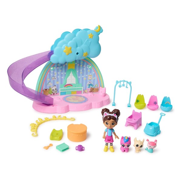 Encontraproduto.com.br - Playset Kitty Care com 4 Bonecos e Acessórios - Gabbys Dollhouse