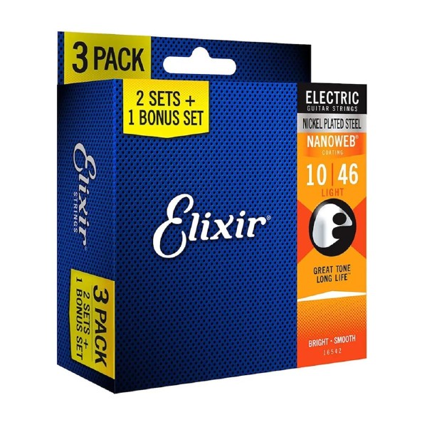 Encontraproduto.com.br - Corda Para Guitarra Nanoweb 010 Light - Elixir