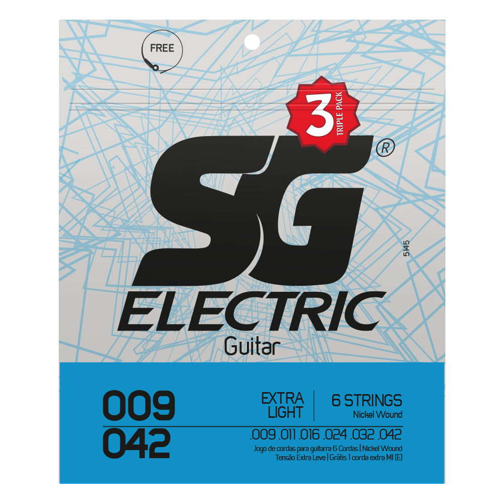 Encontraproduto.com.br - Corda SG 009 Níquel para Guitarra Tensão Extra Leve Pack com 3
