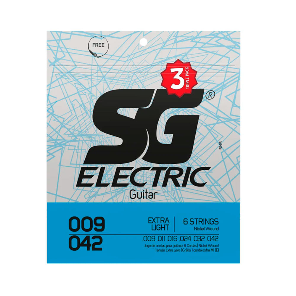 Encontraproduto.com.br - Corda SG 009 Níquel para Guitarra Tensão Extra Leve Pack com 3