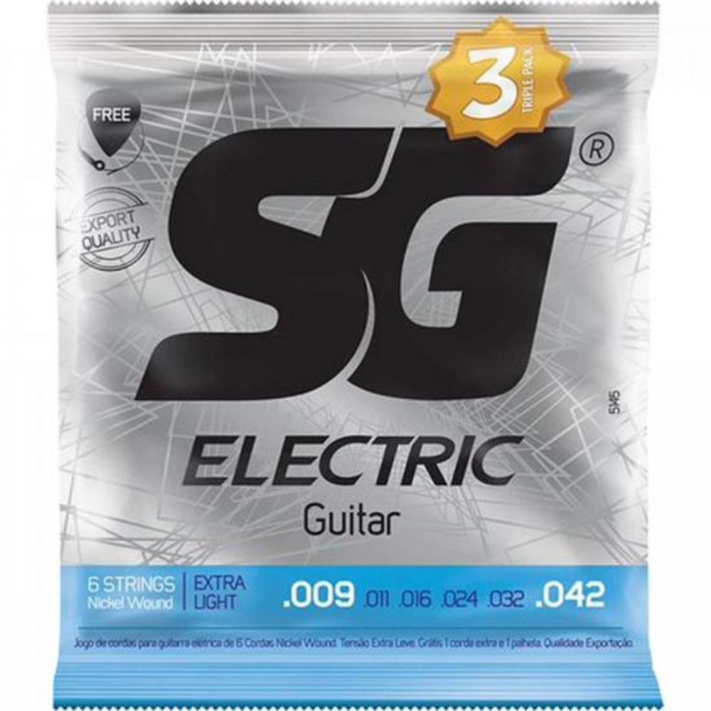 Encontraproduto.com.br - Corda SG 009 Níquel para Guitarra Tensão Extra Leve Pack com 3