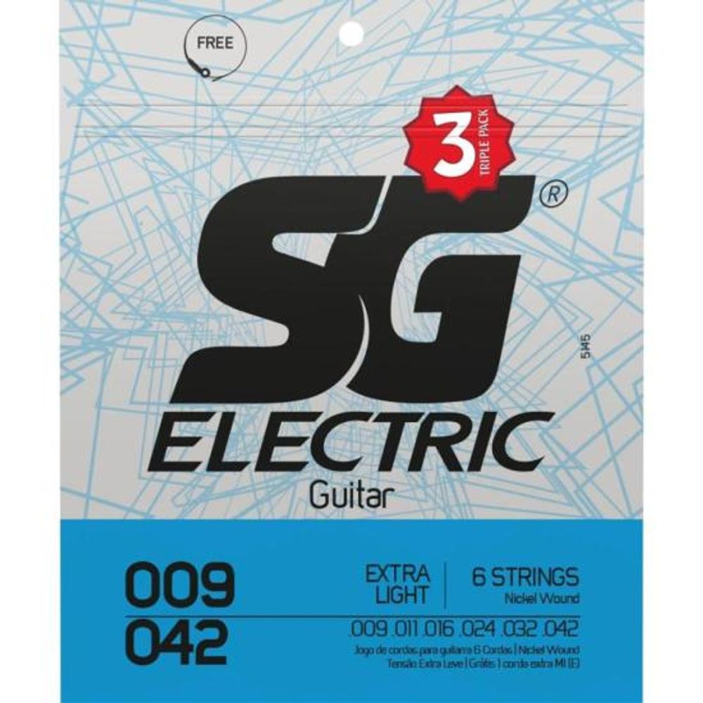 Encontraproduto.com.br - Corda SG 009 Níquel para Guitarra Tensão Extra Leve Pack com 3