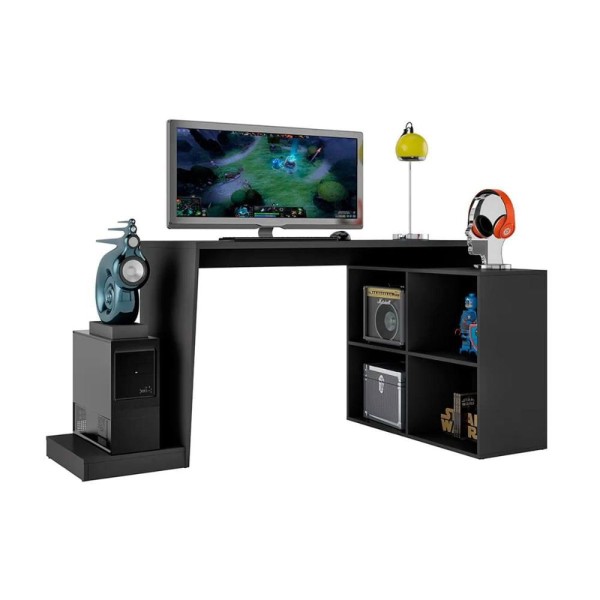Encontraproduto.com.br - Mesa Para Computador Gamer 4 Nichos Bmg 03 - Preto