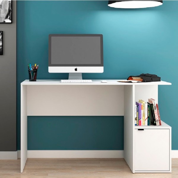 Encontraproduto.com.br - Mesa De Computador Bc 75 Branco 01 Porta Branco