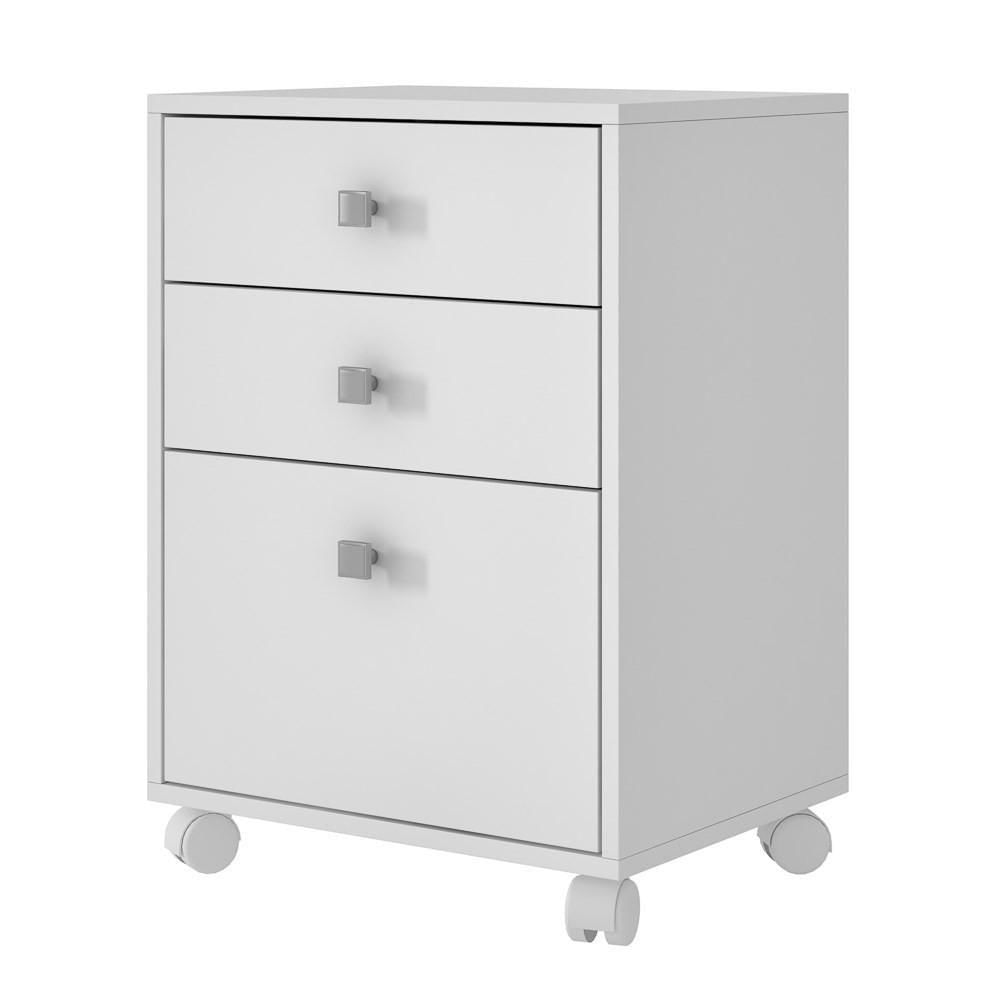 Mesa De Cabeceira 3 Gavetas Pés Rodízio Bcr 29 Branco - Brv