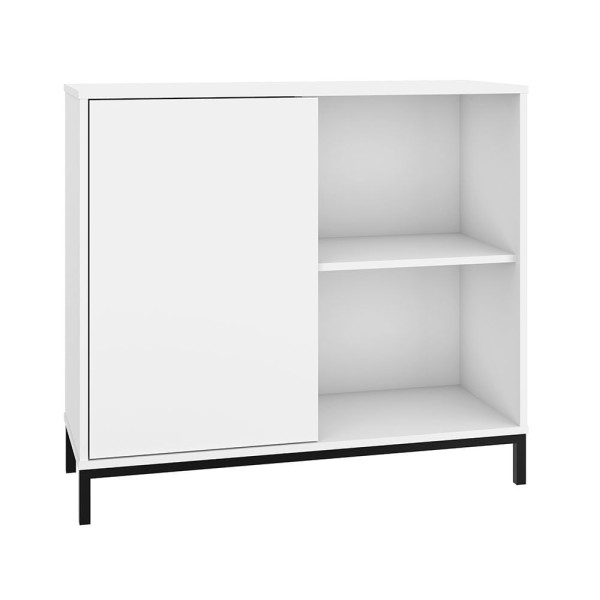 Balcão Multiuso 1 Porta 2 Nichos Branco Base Preta