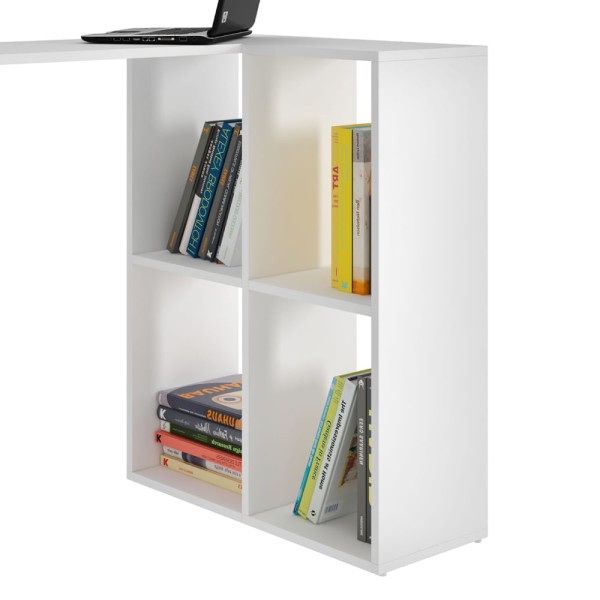 Encontraproduto.com.br - Escrivaninha com Estante 4 Nichos BRV - Branco