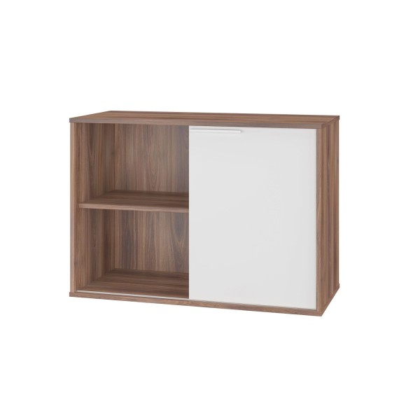 Encontraproduto.com.br - Balcão Multiuso com 1 Porta de Correr - Castanho/Branco