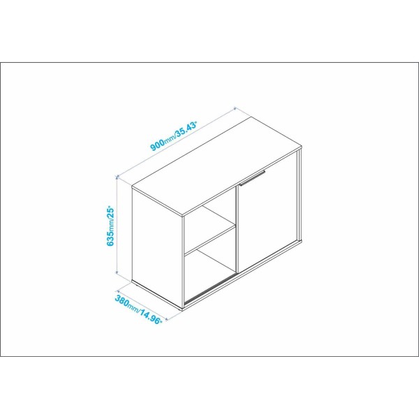 Encontraproduto.com.br - Balcão Multiuso com 1 Porta de Correr - Castanho/Branco