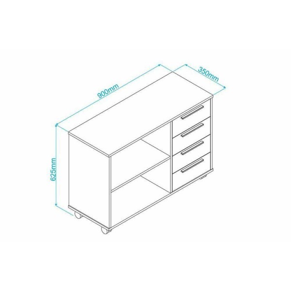 Encontraproduto.com.br - Balcão De Escritório Office Bho40 C/ 4 Gavetas E 2 Nichos Branco - Brv