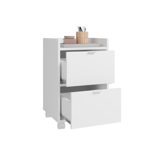 Encontraproduto.com.br - Gaveteiro p/ Escritório BHO34 c/ 2 Gavetas e Rodízios Branco - BRV