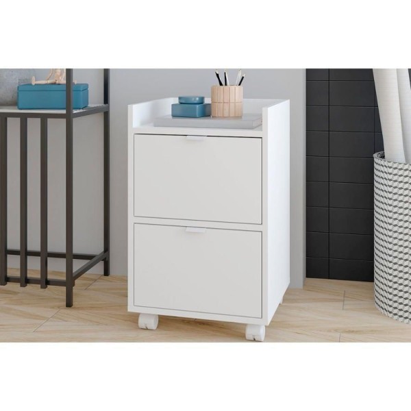 Encontraproduto.com.br - Gaveteiro p/ Escritório BHO34 c/ 2 Gavetas e Rodízios Branco - BRV