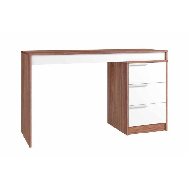 Encontraproduto.com.br - Mesa Escrivaninha Juvenil Office BC98 c/ 3 Gavetas Castanho/Branco - BRV