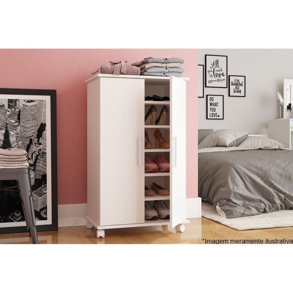 Encontraproduto.com.br - Armário Sapateira Casal BST 08 c/ 2 Portas e 5 Prateleiras Branco - BRV