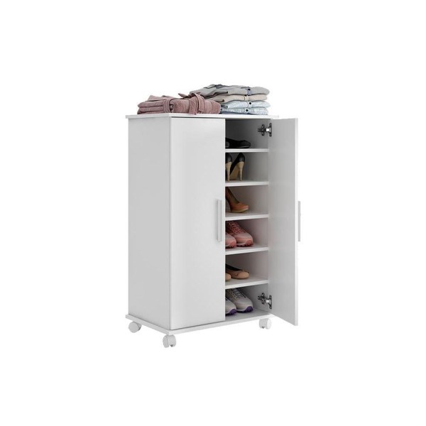 Encontraproduto.com.br - Armário Sapateira Casal BST 08 c/ 2 Portas e 5 Prateleiras Branco - BRV