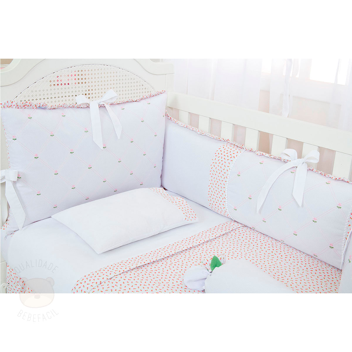 Encontraproduto.com.br - Kit Enxoval de berço com 9 peças Provençal - Biramar Baby