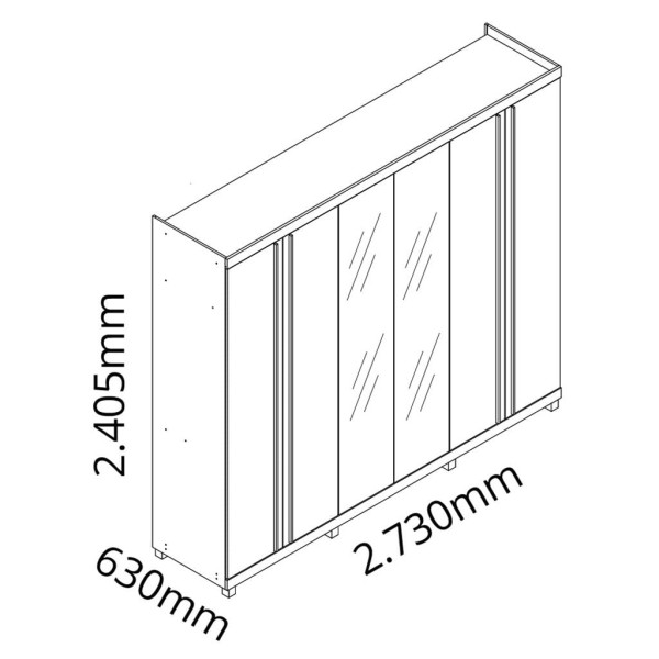 Encontraproduto.com.br - Guarda Roupa Casal LED com Vidro Reflecta 6 Portas 100% MDF Absolut Gelius