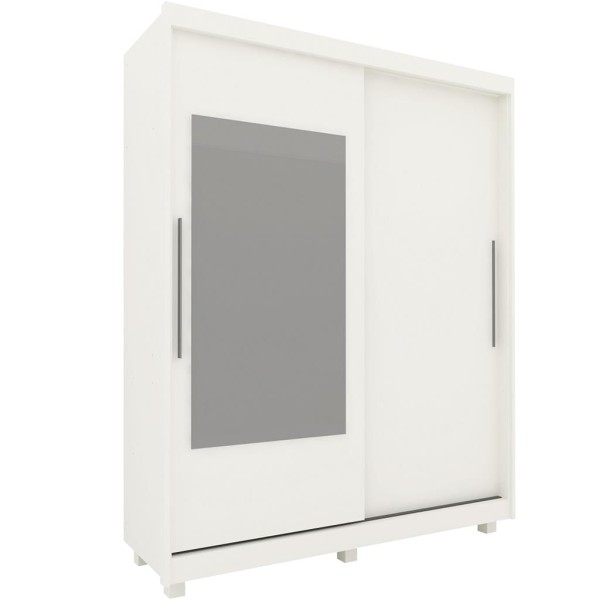 Encontraproduto.com.br - Guarda Roupa Solteiro com Espelho e Pés 2 Portas de Correr 100% MDF Agata Gelius