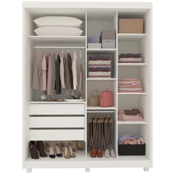 Encontraproduto.com.br - Guarda Roupa Solteiro com Espelho e Pés 2 Portas de Correr 100% MDF Agata Gelius