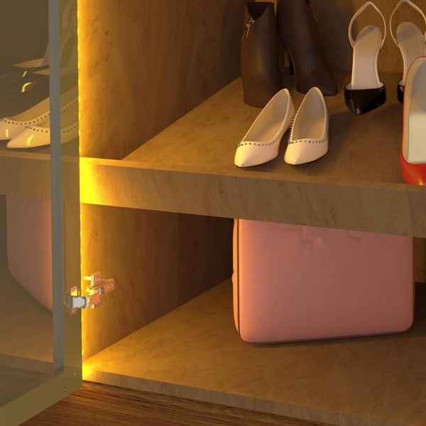 Encontraproduto.com.br - Guarda Roupa Casal com Vidro Reflecta LED e Pés 6 Portas 100% MDF Imperatriz Gelius
