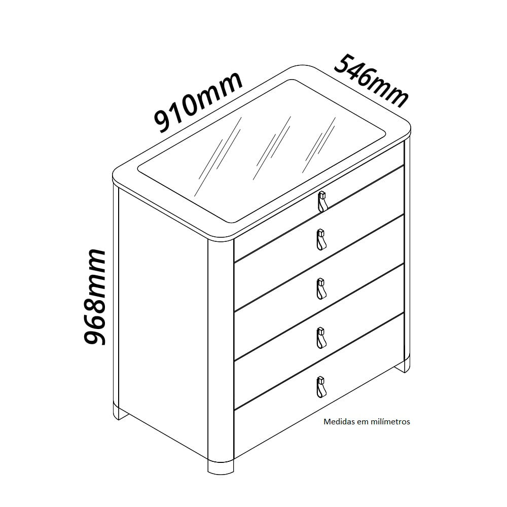 Encontraproduto.com.br - Cômoda 5 Gavetas em MDF Innova Gelius