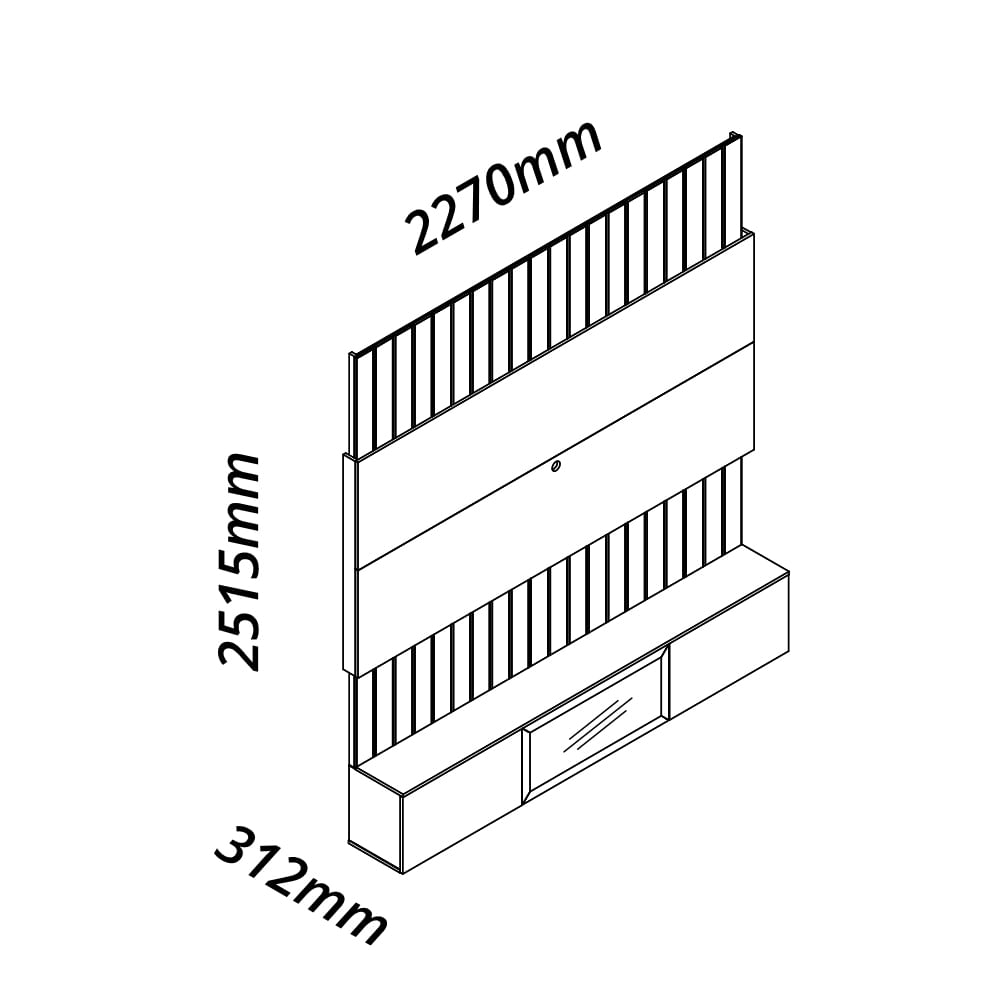 Encontraproduto.com.br - Estante Home Ripada para TV até 85 Polegadas com LED Reflecta 3 Portas em MDF Soberano Gelius