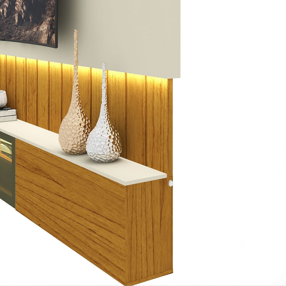 Encontraproduto.com.br - Estante Home Ripada para TV até 85 Polegadas com LED Reflecta 3 Portas em MDF Soberano Gelius