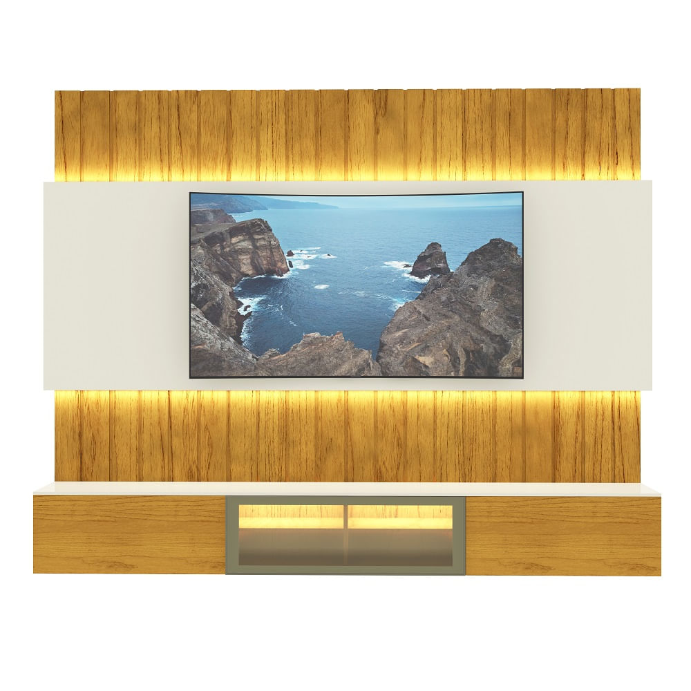 Encontraproduto.com.br - Estante Home Ripada para TV até 85 Polegadas com LED Reflecta 3 Portas em MDF Soberano Gelius
