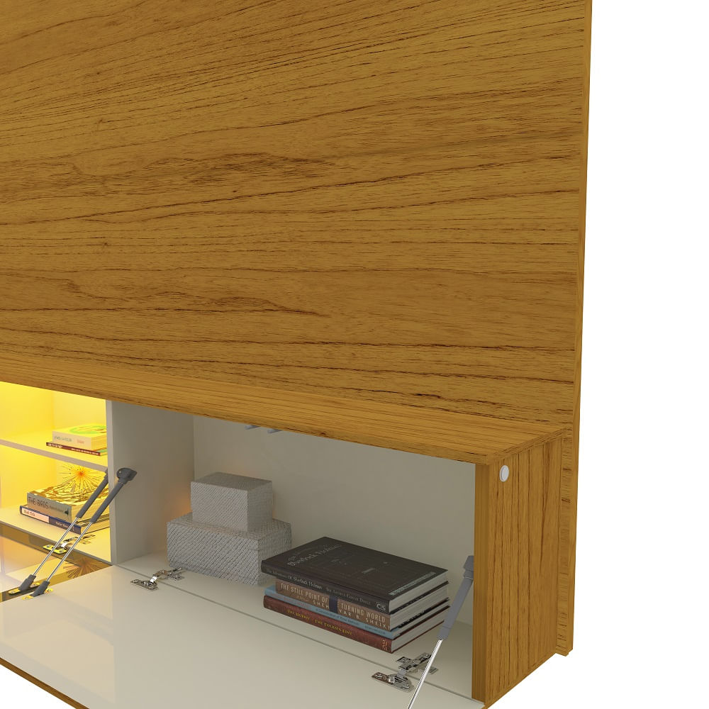 Encontraproduto.com.br - Estante Home para TV até 85 Polegadas com LED e Vidro Reflecta 3 Portas Luminare Gelius