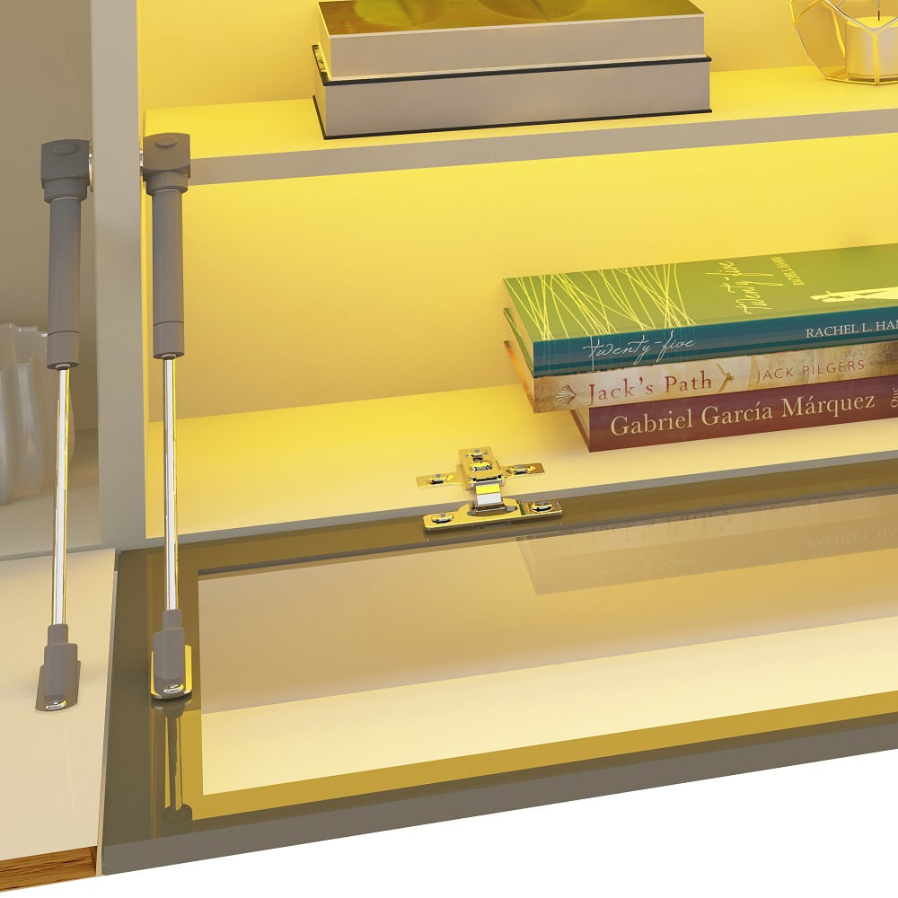 Encontraproduto.com.br - Estante Home para TV até 85 Polegadas com LED e Vidro Reflecta 3 Portas Luminare Gelius