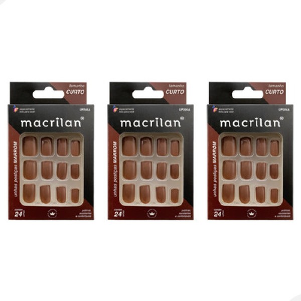 Unhas postica macrilan marrom 24pcs up206