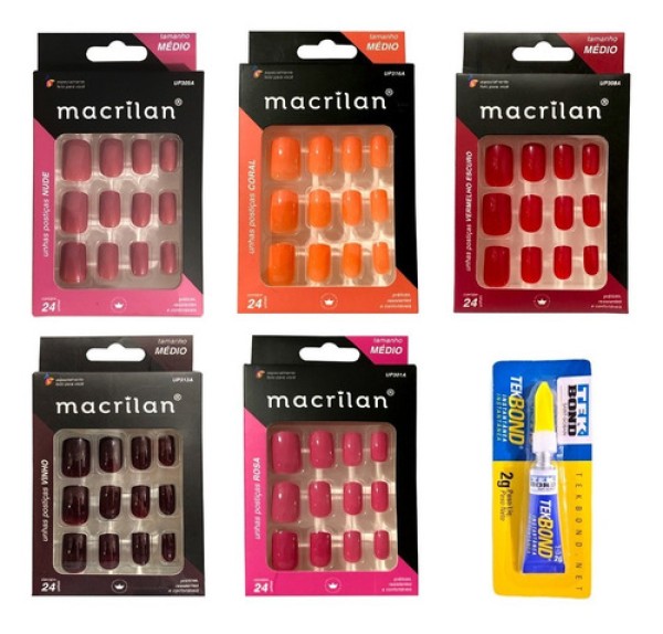 Unhas Postiças Tamanho Médio Rosa Up301a Macrilan