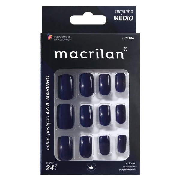 Unhas Postiças Tamanho Médio Azul Marinho Up310a Macrilan