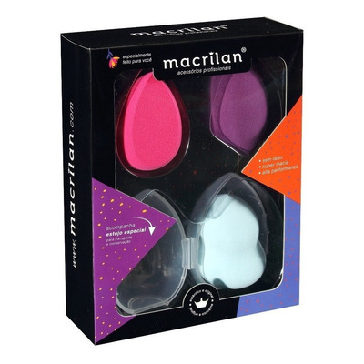 Kit Trio de Esponjas Com Estojo Macrilan
