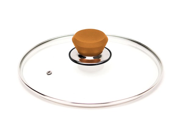 Tampa de Vidro Polishop - 20Cm - Cobre Color - Tampa 20cm Cobre