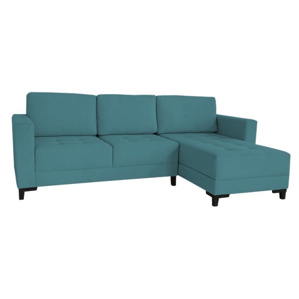 Sofá 5 Lugares Linnus 2,90m Com Chaise Direito Linho Azul índigo