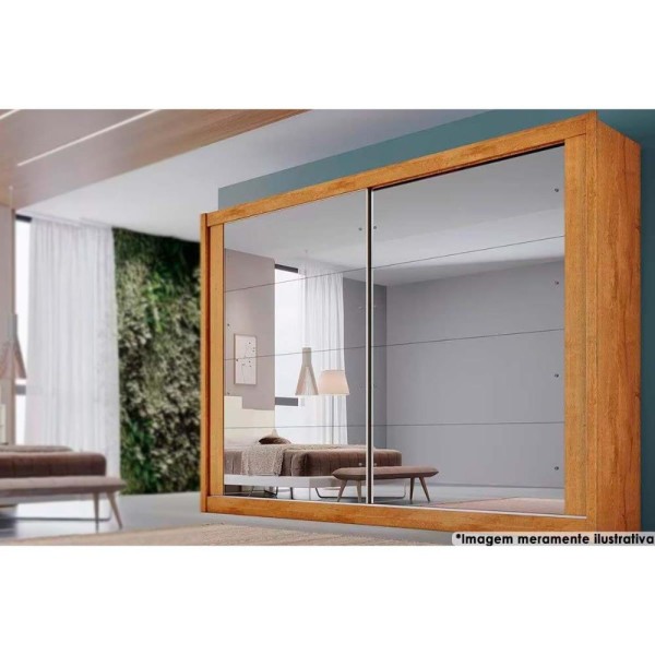 Roupeiro Creta 100 Mdf Com 2 Portas Espelhadas Peroba/ Off White