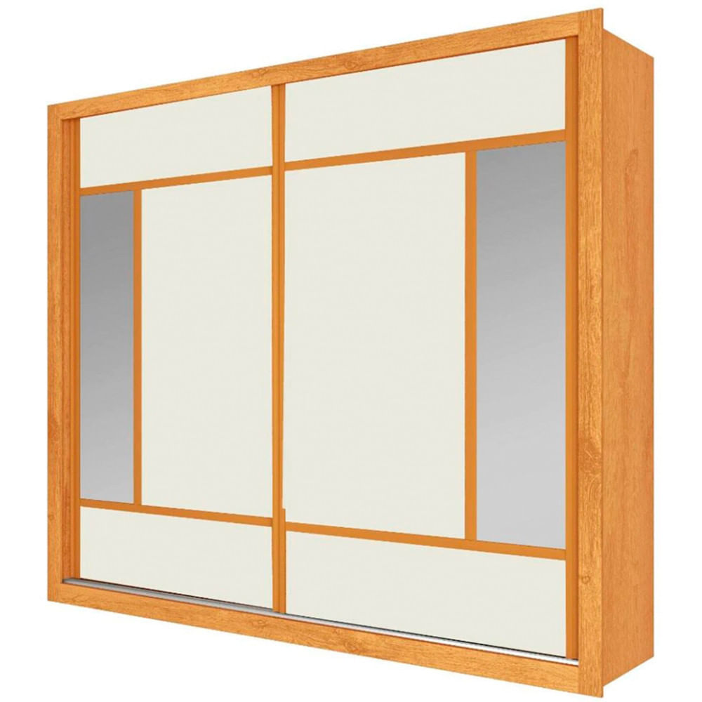 Encontraproduto.com.br - Guarda-Roupa Triunfo Flex Com Espelho 2 Portas De Correr E 6 Gavetas Europa Peroba/Off White