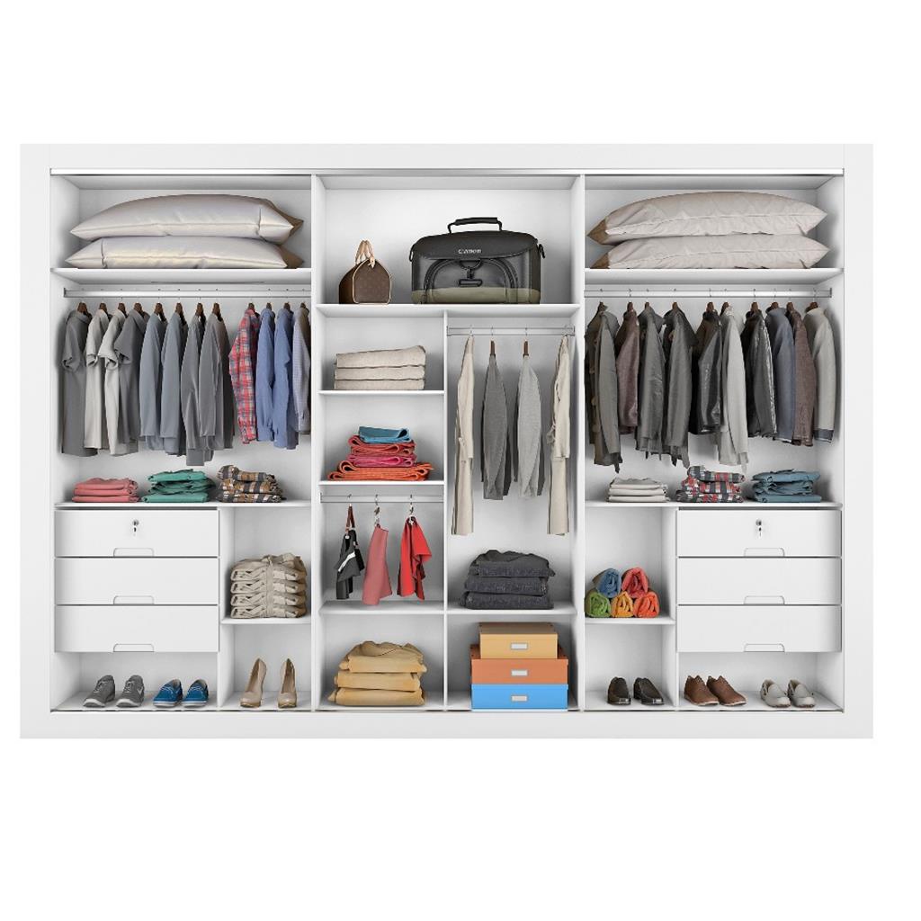 Guarda Roupa Casal com Espelho 3 Portas de Correr 100% MDF Toronto Móveis Europa