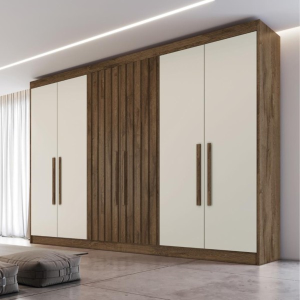 Guarda Roupa Casal Ripado 6 Portas 100% MDF Potente Móveis Europa