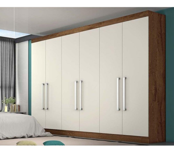 Guarda Roupa Casal 6 Portas E 4 Gavetas Alba Braúna/Off White - Europa