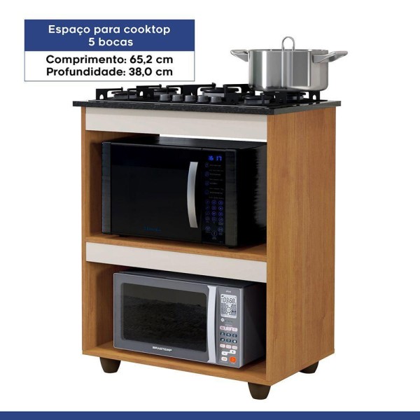 Encontraproduto.com.br - Balcão Para Cooktop 5 Bocas Turim Kaiki Moveis Nature-off