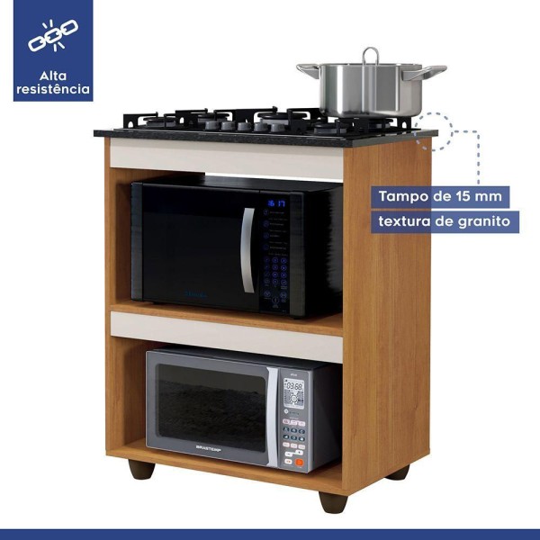 Encontraproduto.com.br - Balcão Para Cooktop 5 Bocas Turim Kaiki Moveis Nature-off