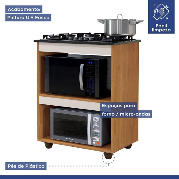 Encontraproduto.com.br - Balcão Para Cooktop 5 Bocas Turim Kaiki Moveis Nature-off