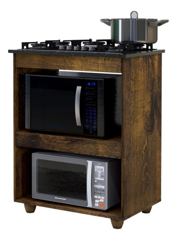Encontraproduto.com.br - Balcão Para Cooktop 5 Bocas Turim Kaiki Moveis Nature-off