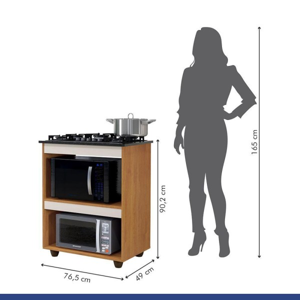 Encontraproduto.com.br - Balcão Para Cooktop 5 Bocas Turim Kaiki Moveis Nature-off